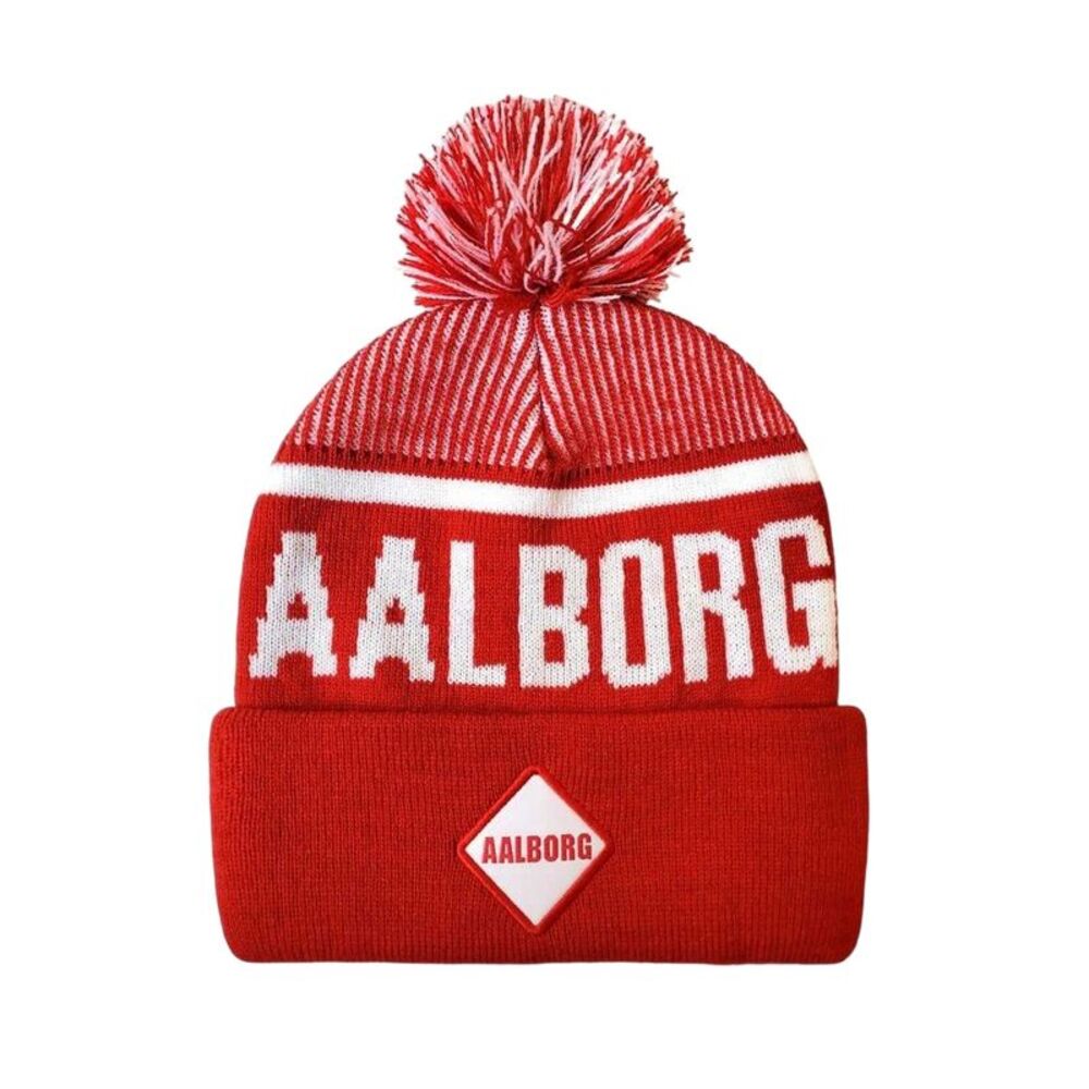 Team Unisex Adult Aalborg Knitted Beanie / Red/White